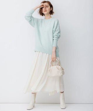 23区 【滝沢眞規子さん着用/洗える】ウールカシミヤ クルーネック ニット スモーキーグリーン系