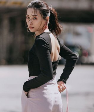 NAVE 【Nave・洗える/ストレッチ素材】ボディスーツ ロングスリーブ ブラック系