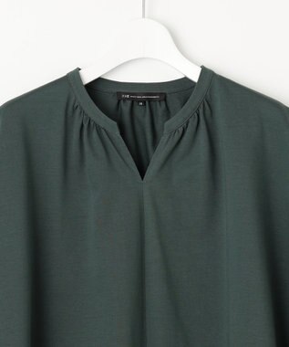 23区 【洗える】ラダーレースジャージー カットソー カーキ系