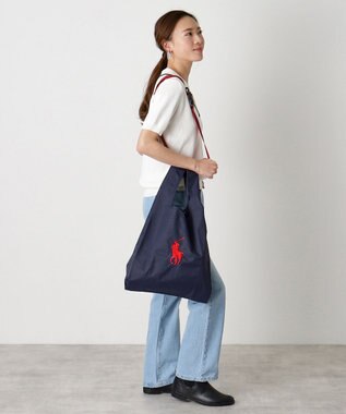 MOONBAT POLO RALPH LAUREN(ポロ ラルフローレン)ベルト付きレインバッグ　ポロポニー刺繍 ネイビーブルー