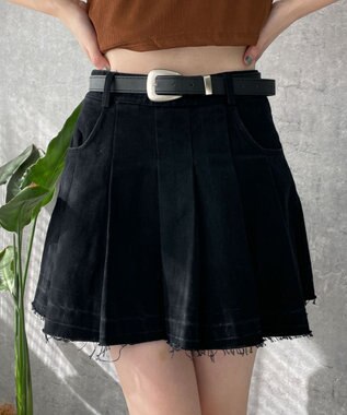 WEGO ベルトツキプリーツスカパン ブラック