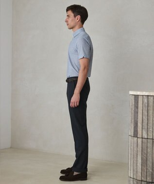 GOTAIRIKU 麻混・襟しっかり【洗える/通気性】ノルマンディーリネン ボタンダウンポロシャツ(25/26年モデル) サックスブルー系