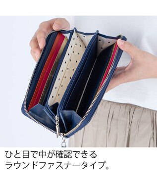 tsumori chisato CARRY スカラップししゅう ラウンドファスナー長財布 猫モチーフ ネイビー
