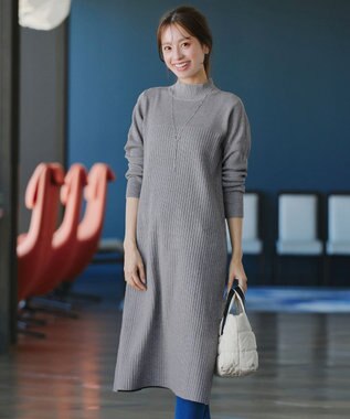 Tiaclasse 【安田美沙子さん着用・新色・XSサイズ追加】リブ切替ニットワンピース グレー