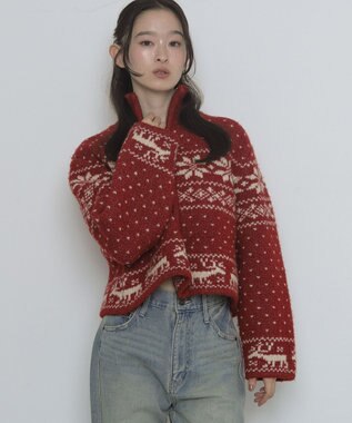 WEGO ノルディックZIPニット レッド