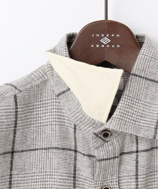 JOSEPH ABBOUD 【キングサイズ・柔らかな肌触り】 オーガニックラフィ グレンチェックシ ャツ ライトグレー系4