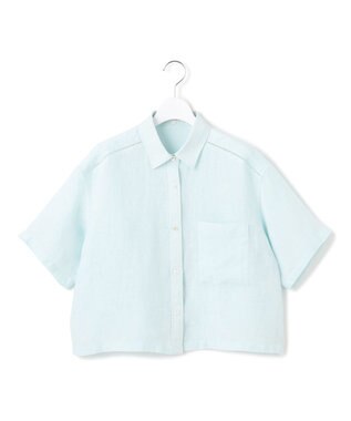 23区 L 【Oggi7月号掲載/洗える】LIBECOリネン クロップド デザイン シャツ スカイブルー系