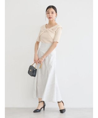 earth music&ecology フロントクロスリブニットプルオーバー Ivory