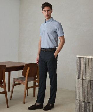 GOTAIRIKU 麻混・襟しっかり【洗える/通気性】ノルマンディーリネン ボタンダウンポロシャツ(25/26年モデル) サックスブルー系