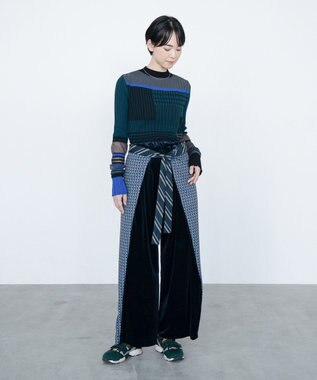 COQ CONCORD カラーブロックリブニット ダークグリーン