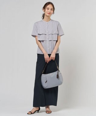J.PRESS LADIES L 【セットアップ対応】Light ジョーゼット ワイド イージーパンツ ネイビー系