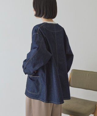 AMERICAN HOLIC ノーカラーデニムカバーオール One Wash