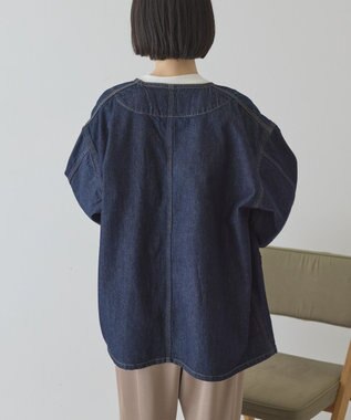AMERICAN HOLIC ノーカラーデニムカバーオール One Wash
