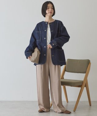 AMERICAN HOLIC ノーカラーデニムカバーオール One Wash