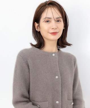 組曲 L 【加藤ローサさん着用】フラッフィーファーニット ジャケット ブラウン系