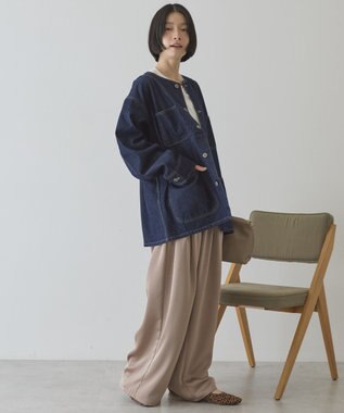 AMERICAN HOLIC ノーカラーデニムカバーオール One Wash