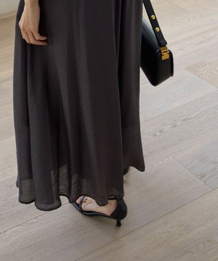 UNFILO ヴィンテージシアー ギャザーワイドパンツ チャコール