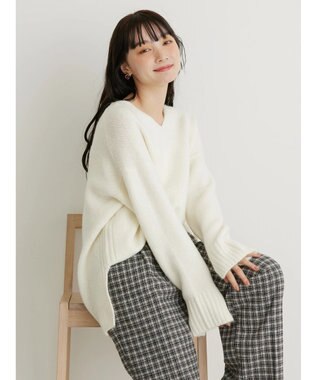AMERICAN HOLIC ＭｉｘヤーンＶネックニットプルオーバー Ivory