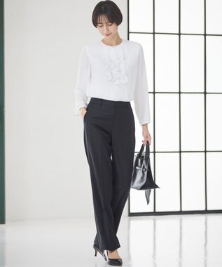 23区 【洗える】ジョーゼットフリル ブラウス ホワイト系