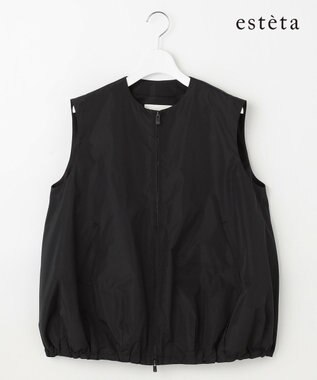 23区 【エステータ】シルクブレンド ライトタフタ ジップアップ ベスト ブラック
