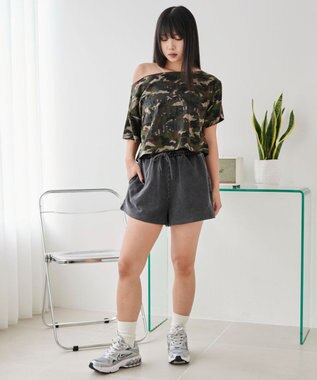 WEGO 【ウエストゴム】スウェットショートパンツ スミクロ
