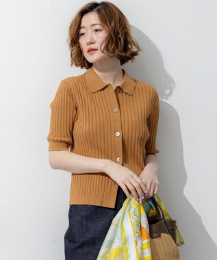 23区 【先行予約】ワイドリブ 五分袖 ポロニット