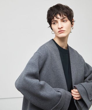 BEIGE， GRASSE / リバーウールクロップドコート Md Gray