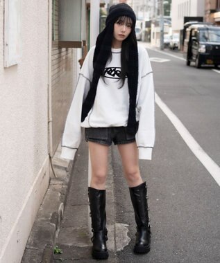 WEGO 【ユニセックス着用ITEM】ショートカラーステッチサガラロゴプルオーバー ホワイト