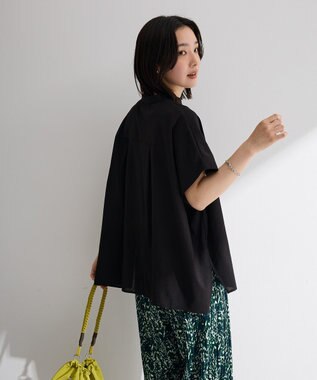 Green Parks 半袖シアースキッパーブラウス Black