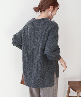 AMERICAN HOLIC ローゲージアラン柄ニットプルオーバー Gray Mixture