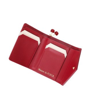 Maison de FLEUR リーフ付きチェリーウォレット Red