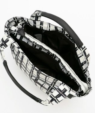 Y'SACCS 総柄プリントミニトートバッグ ブラック（チェック柄）