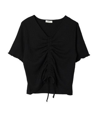 earth music&ecology ポコポコギャザードロストプルオーバー Black