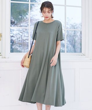 Tiaclasse 【洗える】カットソーワンピース カーキ