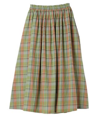 CRAFT STANDARD BOUTIQUE チェックギャザーロングスカート Light Green