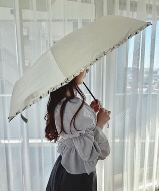WEGO 【日傘/雨晴兼用/UVカット/日焼け対策/紫外線対策/熱中症対策】PROTECT　U　フリル オフホワイト