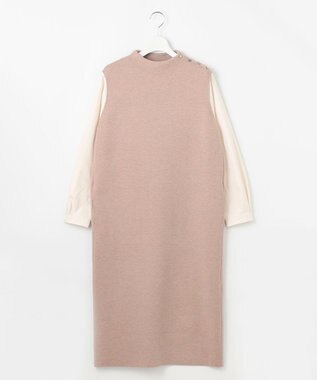 J.PRESS LADIES L 【洗える】CLOTH COMBI KNIT ワンピース ベージュ×アイボリー系