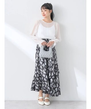 earth music&ecology キャンディースリーブシアーブラウス Off White