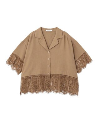 AMERICAN HOLIC レース切り替え半袖シャツ Mocha