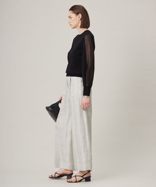 ICB L 【洗える】クロスコンビ シアースリーブニット ブラック系