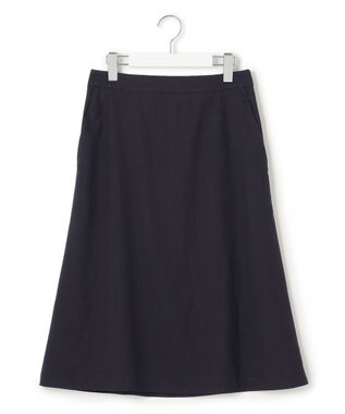 23区 L 【セットアップ対応/洗える】アイアスマットストレッチ セミフレア スカート ネイビー系