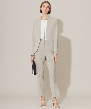 ICB 【防シワ・速乾・洗える】Fied ノーカラージャケット グレージュ系