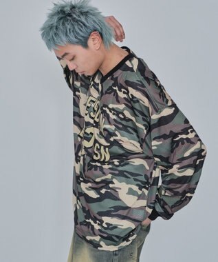 WEGO 【ユニセックス着用ITEM/MLサイズ展開】カモフラナンバリングホッケーT（LS） カーキ