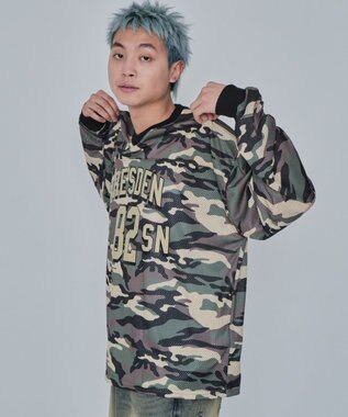 WEGO 【ユニセックス着用ITEM/MLサイズ展開】カモフラナンバリングホッケーT（LS） カーキ