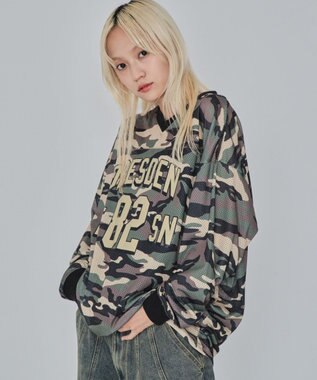 WEGO 【ユニセックス着用ITEM/MLサイズ展開】カモフラナンバリングホッケーT（LS） カーキ