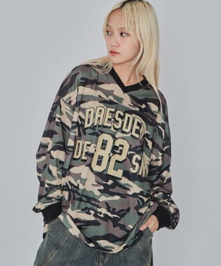 WEGO 【ユニセックス着用ITEM/MLサイズ展開】カモフラナンバリングホッケーT（LS） カーキ