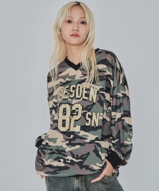 WEGO 【ユニセックス着用ITEM/MLサイズ展開】カモフラナンバリングホッケーT（LS） カーキ