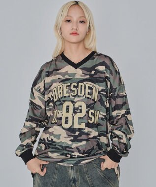 WEGO 【ユニセックス着用ITEM/MLサイズ展開】カモフラナンバリングホッケーT（LS） カーキ