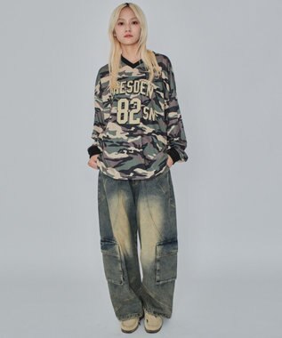 WEGO 【ユニセックス着用ITEM/MLサイズ展開】カモフラナンバリングホッケーT（LS） カーキ