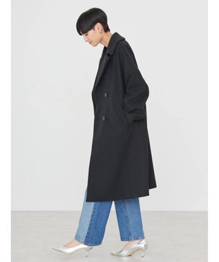 AMERICAN HOLIC 中空ＦＩＢＥＲドロップショルダーチェスターコート Black